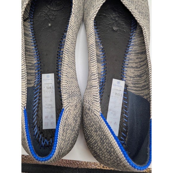 Rothys The Flat Mesh Knit Ballet Flats Women Size 8.5 Grey Blue Comfort Shoes - Picture 3 of 4